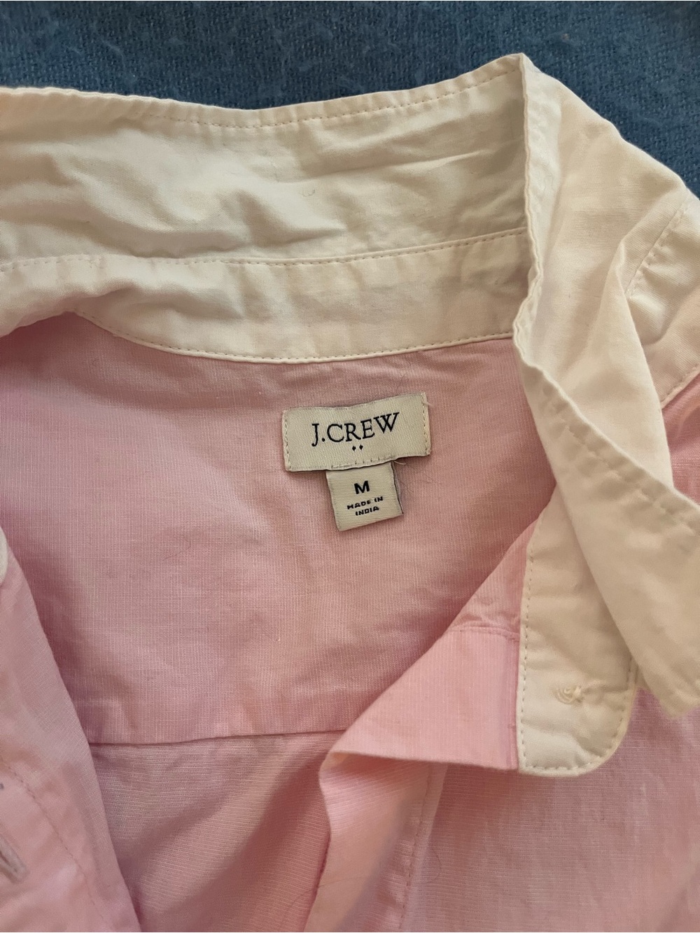 J. Crew Pink and white cropped Button-Down Shirt